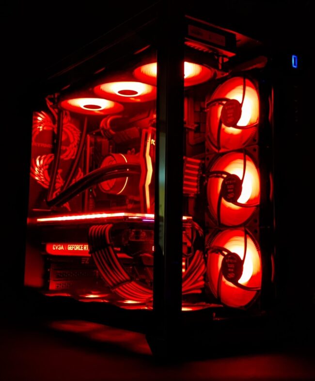 red led transparent cpu case