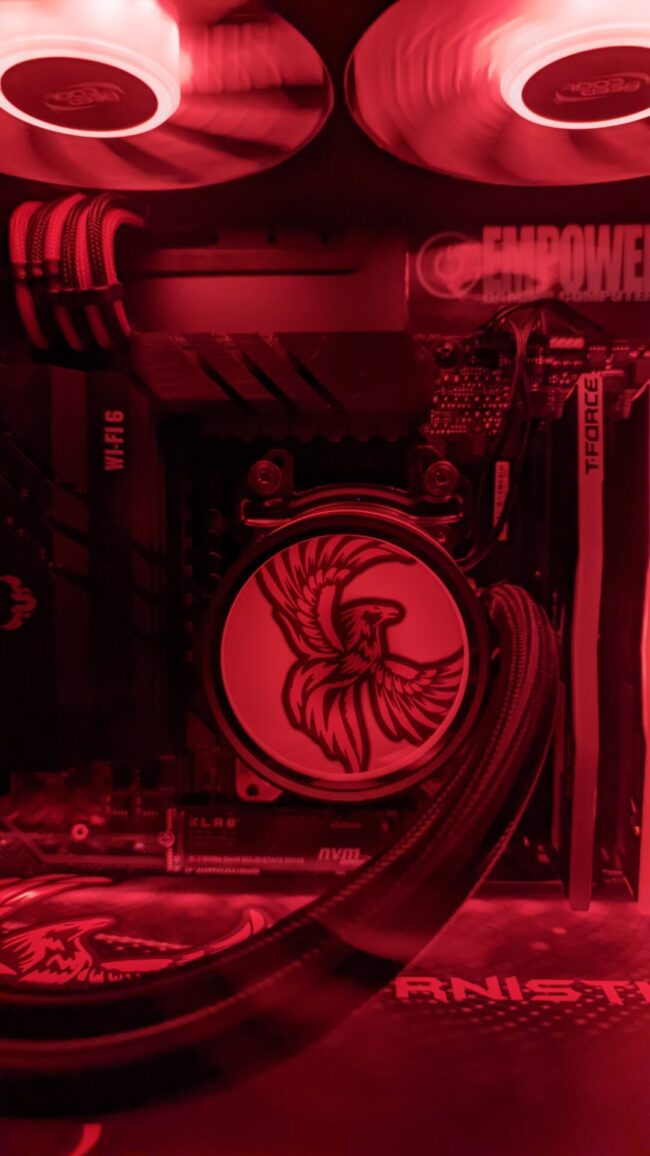 Closeup of CPU with Pink lighting